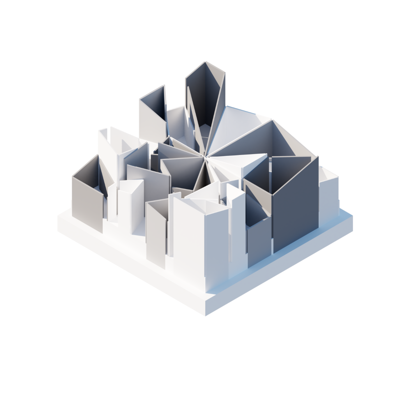 abstraktní model vycházející z urbanistické situace města Paříž, zadání v rámci cvičení výtvarné tvorby, 1. ročník, letní semestr, rok 2025