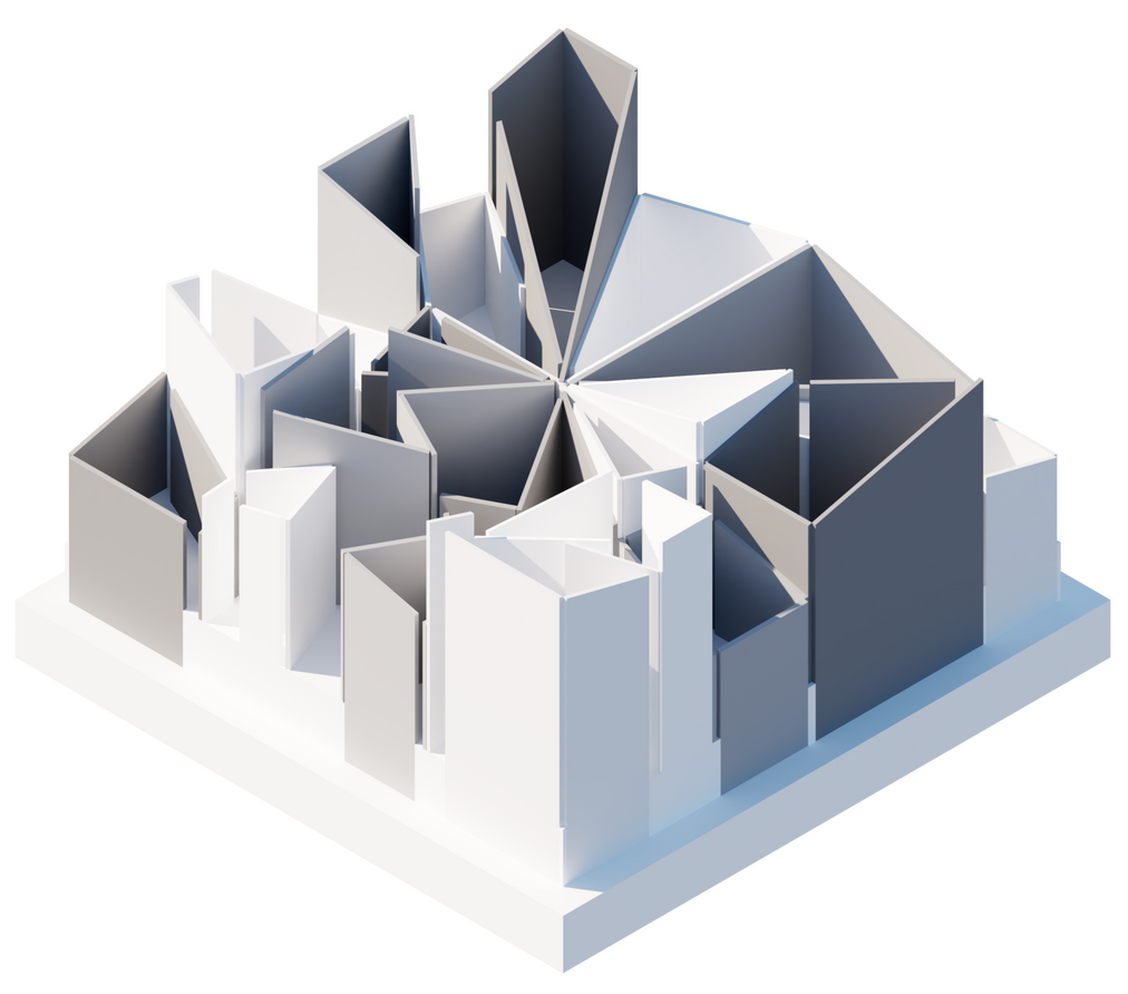 Paříž abstraktní model vycházející z urbanistické situace města Paříž, zadání v rámci cvičení výtvarné tvorby